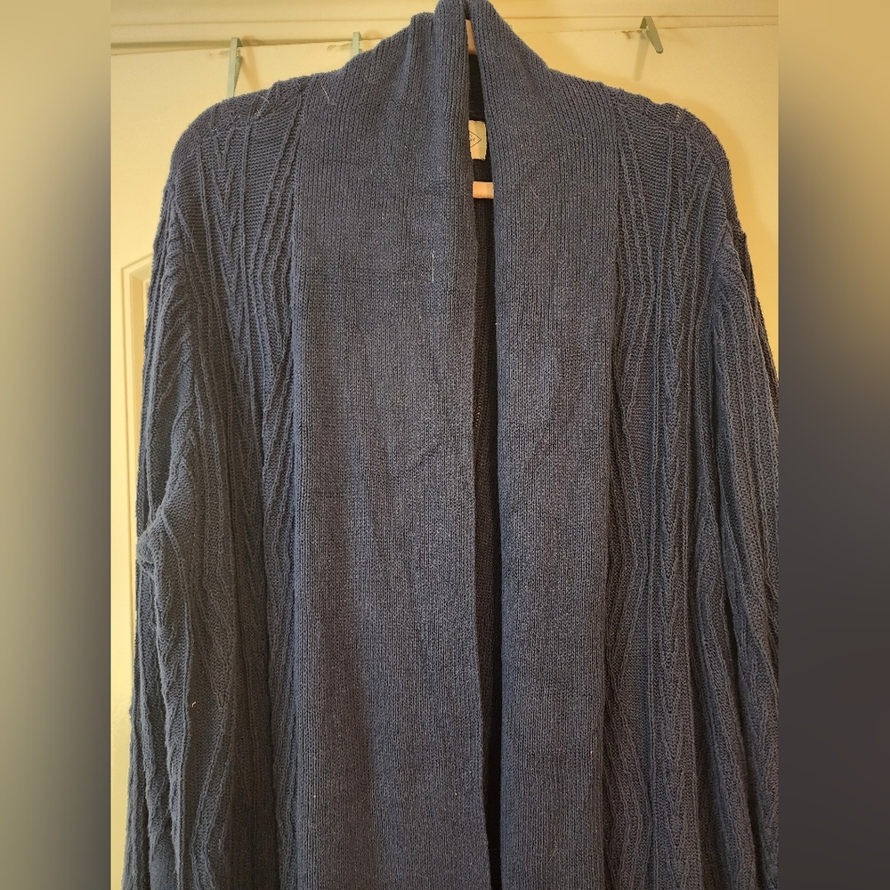 St Johns Bay 100% Cotton Open-Front Navy Women's Cardigan Sweater XXL